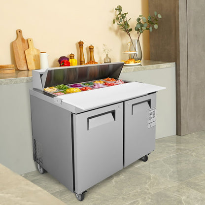 KSR-48B - 12.85 cu. ft. Stainless Steel Salad Prep Table with 12 Pans