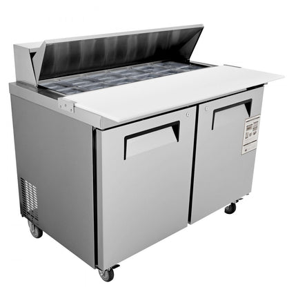 KSR-48B - 12.85 cu. ft. Stainless Steel Salad Prep Table with 12 Pans