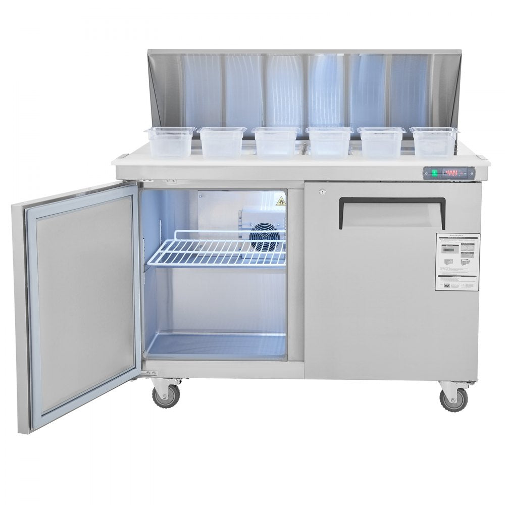 KSR-48B - 12.85 cu. ft. Stainless Steel Salad Prep Table with 12 Pans