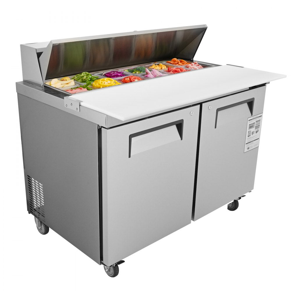 KSR-48B - 12.85 cu. ft. Stainless Steel Salad Prep Table with 12 Pans
