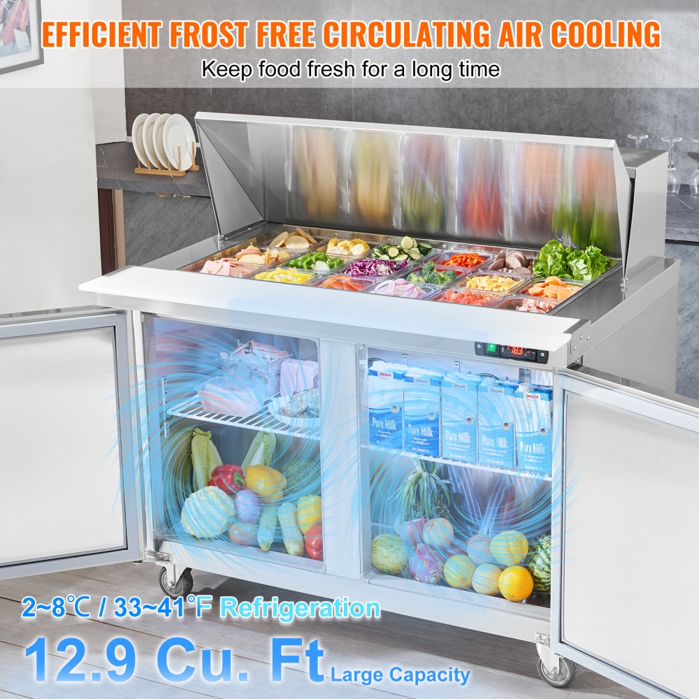 KSR-48BM1 - 48" Stainless Steel Salad Prep Table with 18 Pans