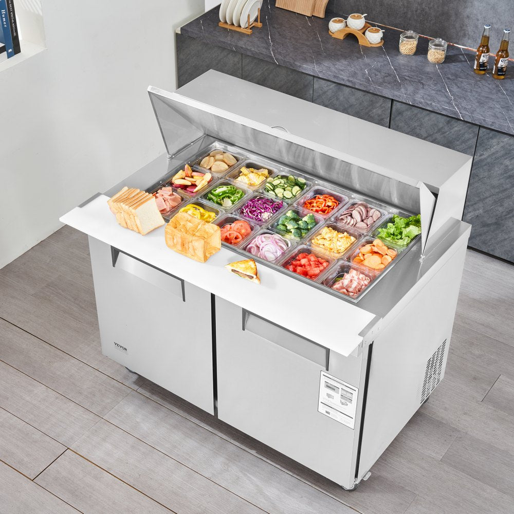 KSR-48BM1 - 48" Stainless Steel Salad Prep Table with 18 Pans