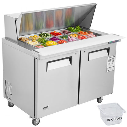 KSR-48BM1 - 48" Stainless Steel Salad Prep Table with 18 Pans