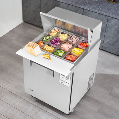 KSR-27BM1 - Stainless Steel 28" Salad Prep Table with 12 Ingredient Pans