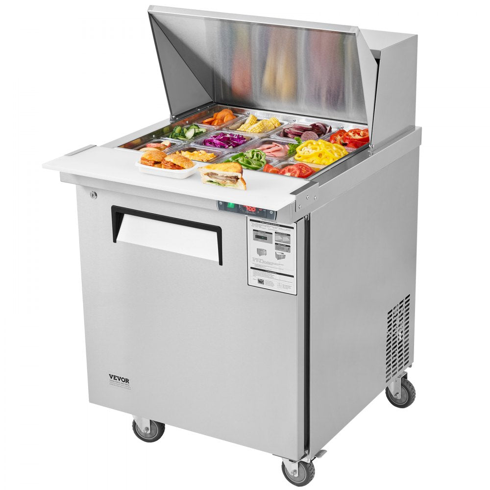 KSR-27BM1 - Stainless Steel 28" Salad Prep Table with 12 Ingredient Pans