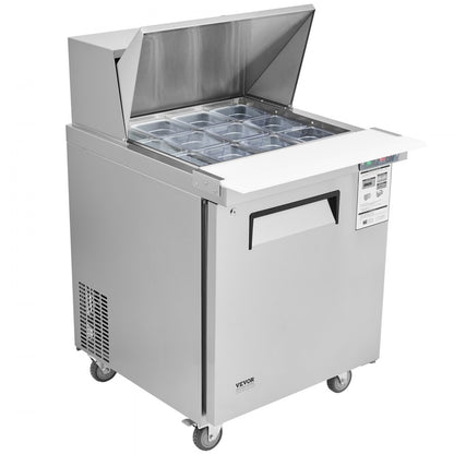 KSR-27BM1 - Stainless Steel 28" Salad Prep Table with 12 Ingredient Pans