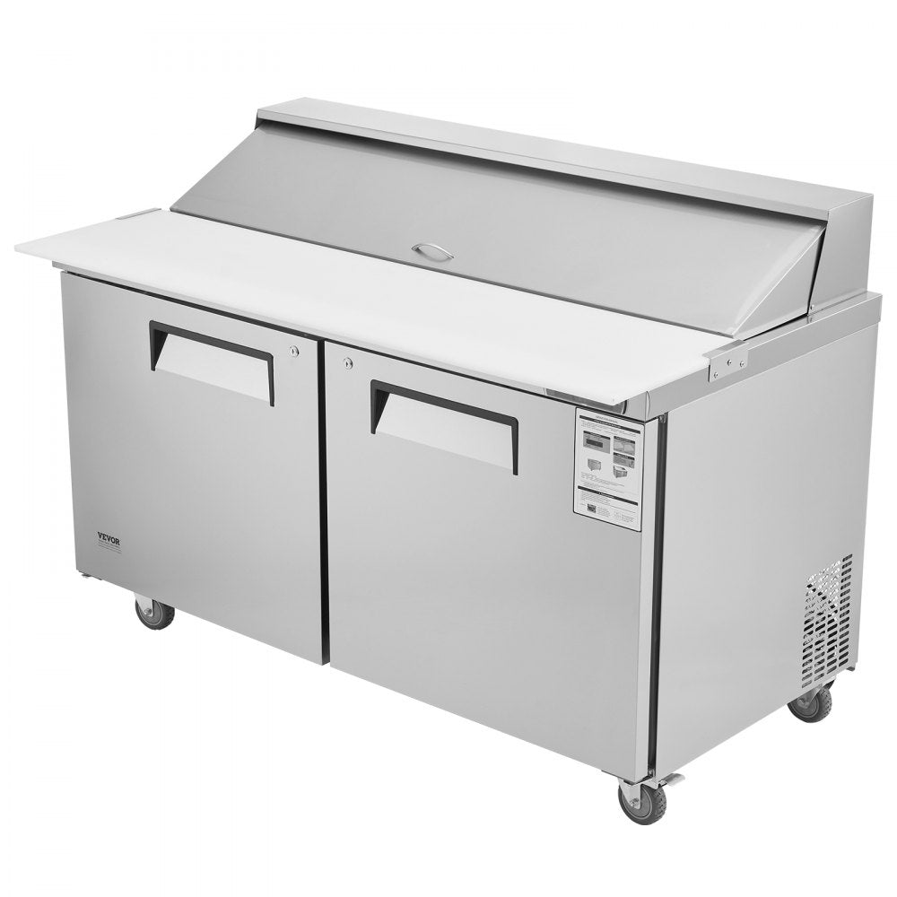 KSR-60B1 - 60" Stainless Steel Prep Table with 16 Pans & Temperature Control