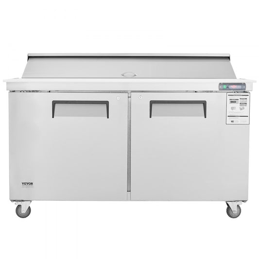 KSR-60B1 - 60" Stainless Steel Prep Table with 16 Pans & Temperature Control