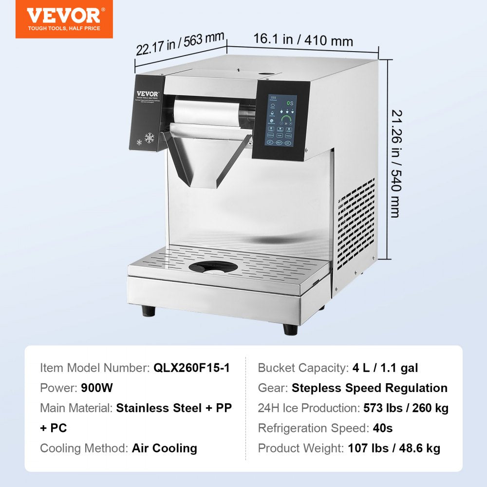 QLX260F15-1 - 573LBS/24H Air-Cooled Snowflake Ice Machine for Commercial Use