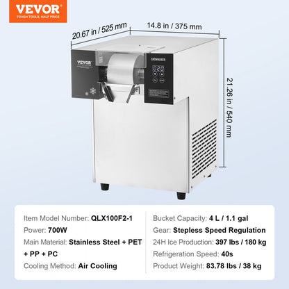 QLX100F2-1 - Fast 1200W Ice Machine for Milkshake & Snowflake Ice