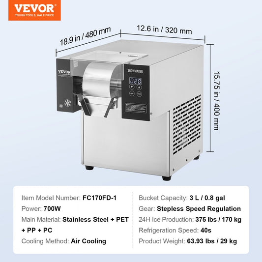 FC170FD-1 - 375 lbs/24h Air Cooled Ice Machine for Milkshakes