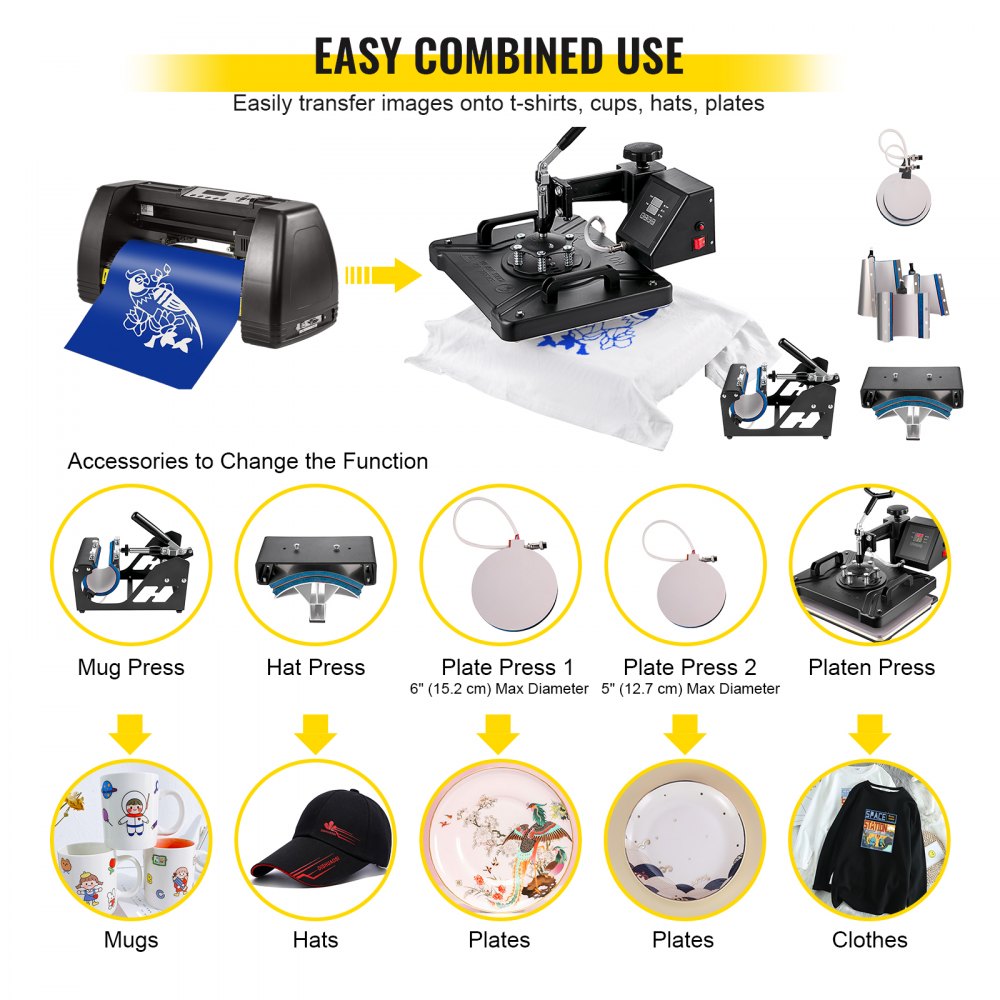 010707800481 - 12" x 15" Heat Press & 14" Vinyl Cutter Kit