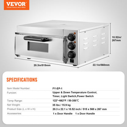 FY-EP-1 - 16-Inch Stainless Steel Pizza Oven with Precise Temperature Control