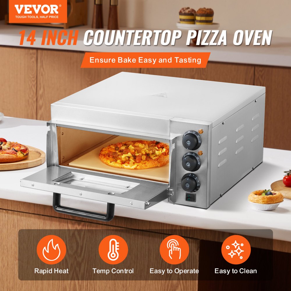 FY-1EP-1 - VEVOR 14" Electric Pizza Oven with Dual Heating for Perfect Baking