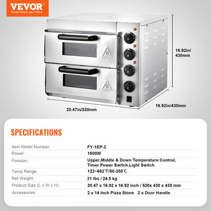 FY-1EP-2 - 14" Electric Pizza Oven with Precise Temperature Control