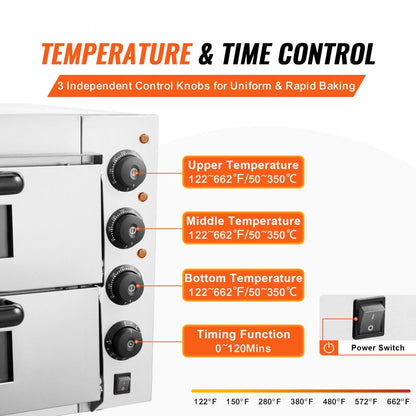 FY-EP-2 - 16" Stainless Steel Electric Pizza Oven with Precise Temp Control