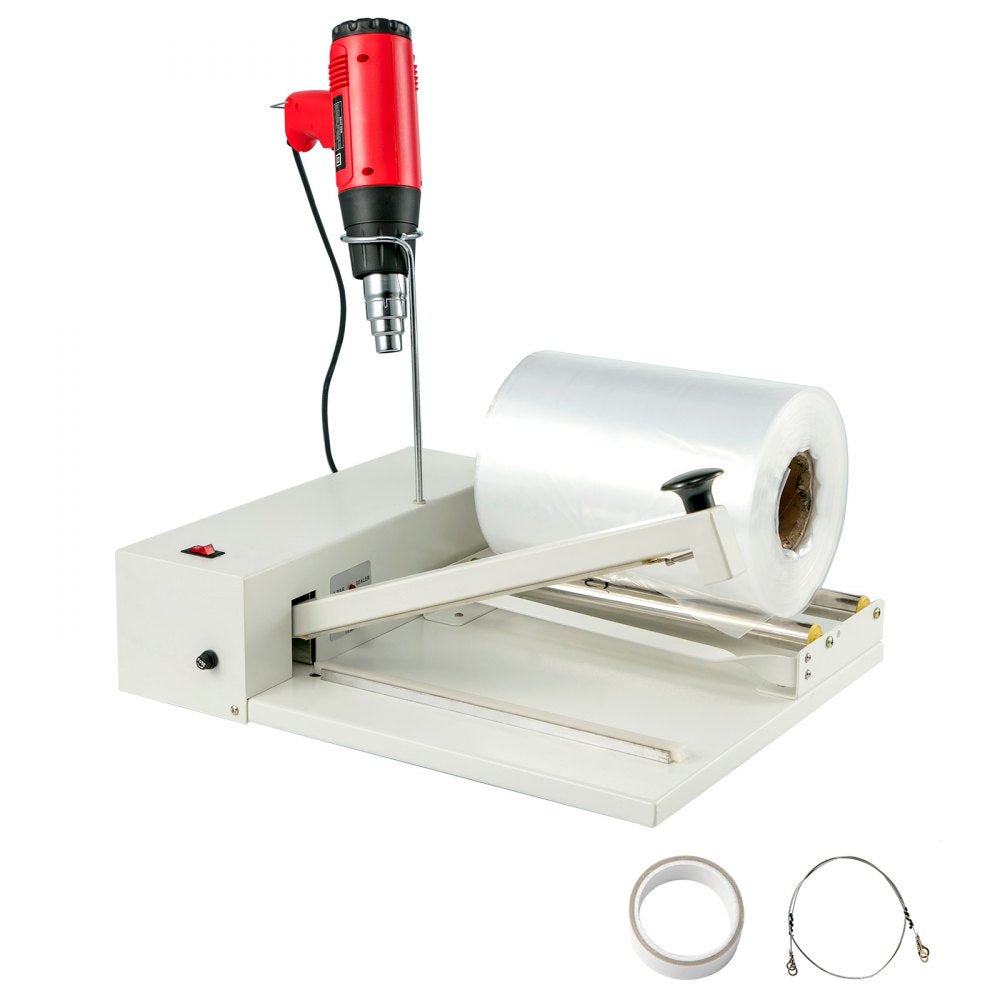 010314562725 - Durable 12" Iron Shrink Wrap Machine with Heat Gun & Film