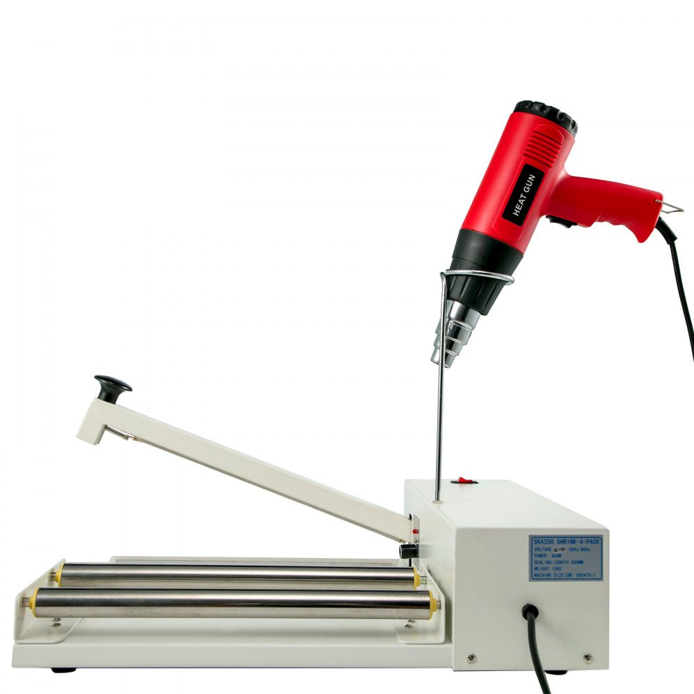 010314562725 - Durable 12" Iron Shrink Wrap Machine with Heat Gun & Film