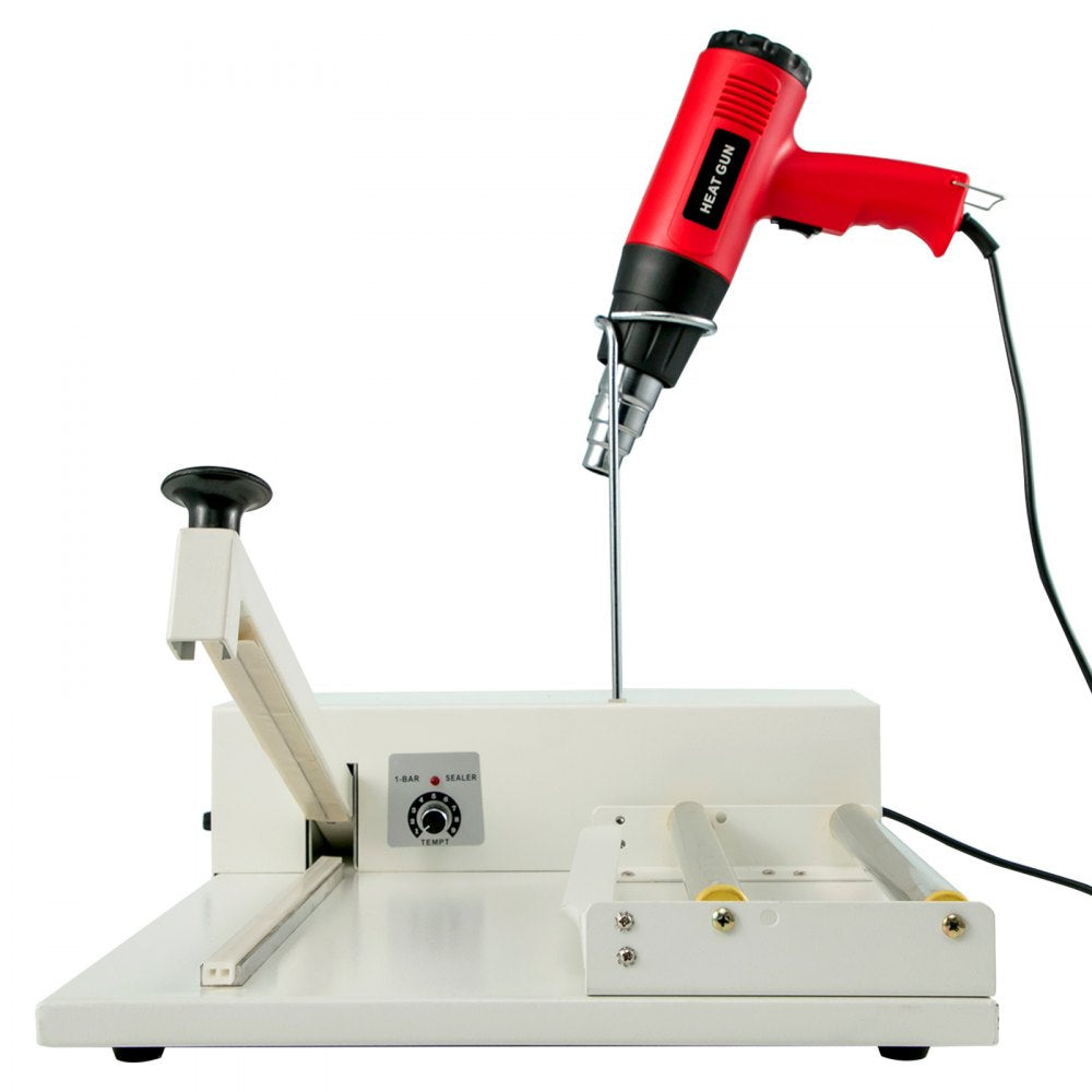 010314562725 - Durable 12" Iron Shrink Wrap Machine with Heat Gun & Film