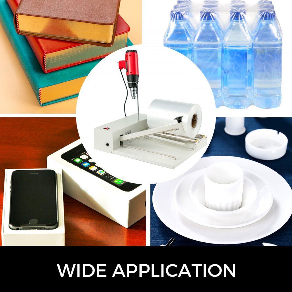 010314562725 - Durable 12" Iron Shrink Wrap Machine with Heat Gun & Film