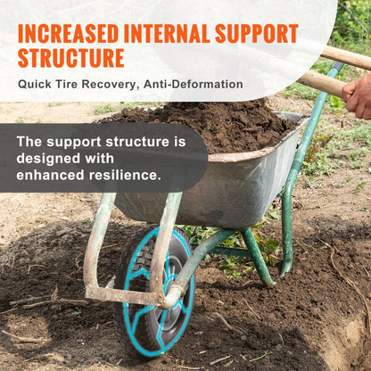 CJPU0079 - 10" Solid PU Run-Flat Tires for Heavy Loads, No Flats