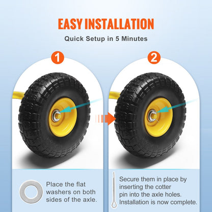 CJPU0080 - Heavy-Duty 10" Solid PU Flat-Free Tires, 400 lbs Load Capacity