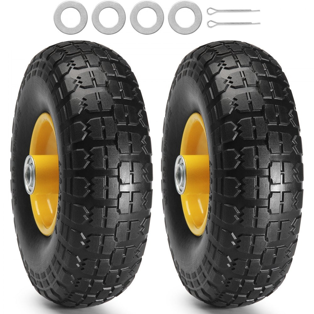 CJPU0080 - Heavy-Duty 10" Solid PU Flat-Free Tires, 400 lbs Load Capacity