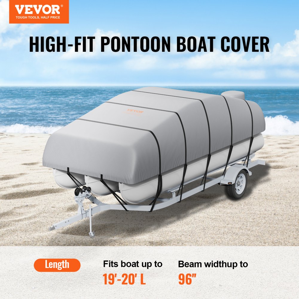 SXYFQCZ19-20 - Heavy-Duty 19'-20' Waterproof Pontoon Boat Cover with Adjustable Straps