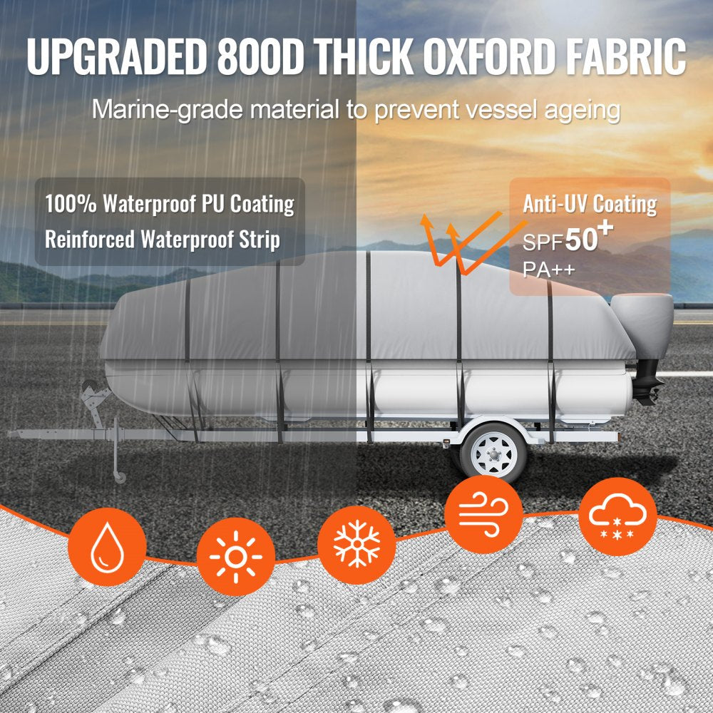 SXYFQCZ19-20 - Heavy-Duty 19'-20' Waterproof Pontoon Boat Cover with Adjustable Straps