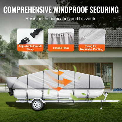 SXYFQCZ19-20 - Heavy-Duty 19'-20' Waterproof Pontoon Boat Cover with Adjustable Straps