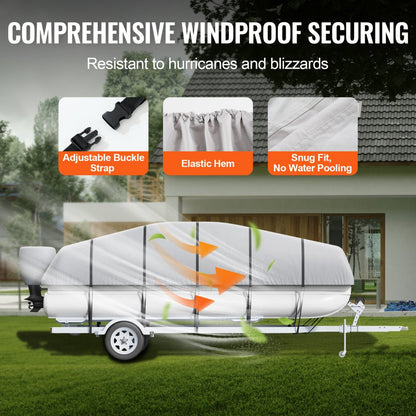 SXYFQCZ23-24 - 23'-24' Waterproof Pontoon Cover, Heavy-Duty Oxford Cloth