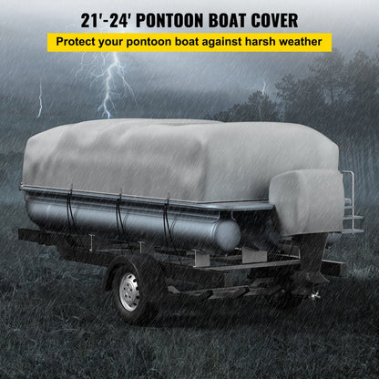 21-24 FT Pontoon Boat Cover - Heavy-Duty 600D Fabric, 24.3 x 11.8 ft