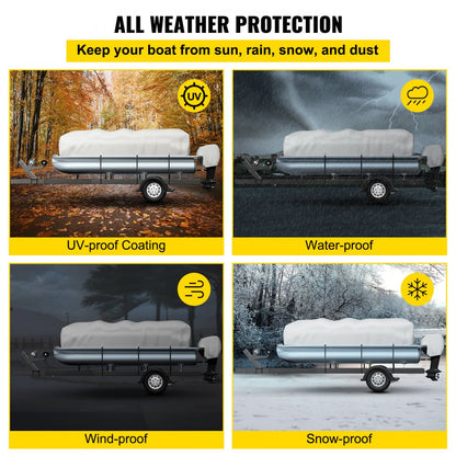 21-24 FT Pontoon Boat Cover - Heavy-Duty 600D Fabric, 24.3 x 11.8 ft