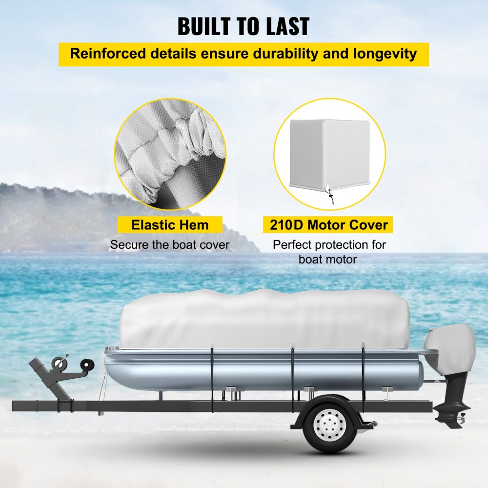 21-24 FT Pontoon Boat Cover - Heavy-Duty 600D Fabric, 24.3 x 11.8 ft