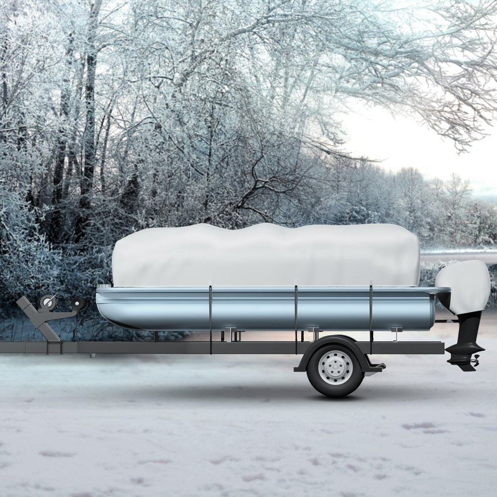 21-24 FT Pontoon Boat Cover - Heavy-Duty 600D Fabric, 24.3 x 11.8 ft