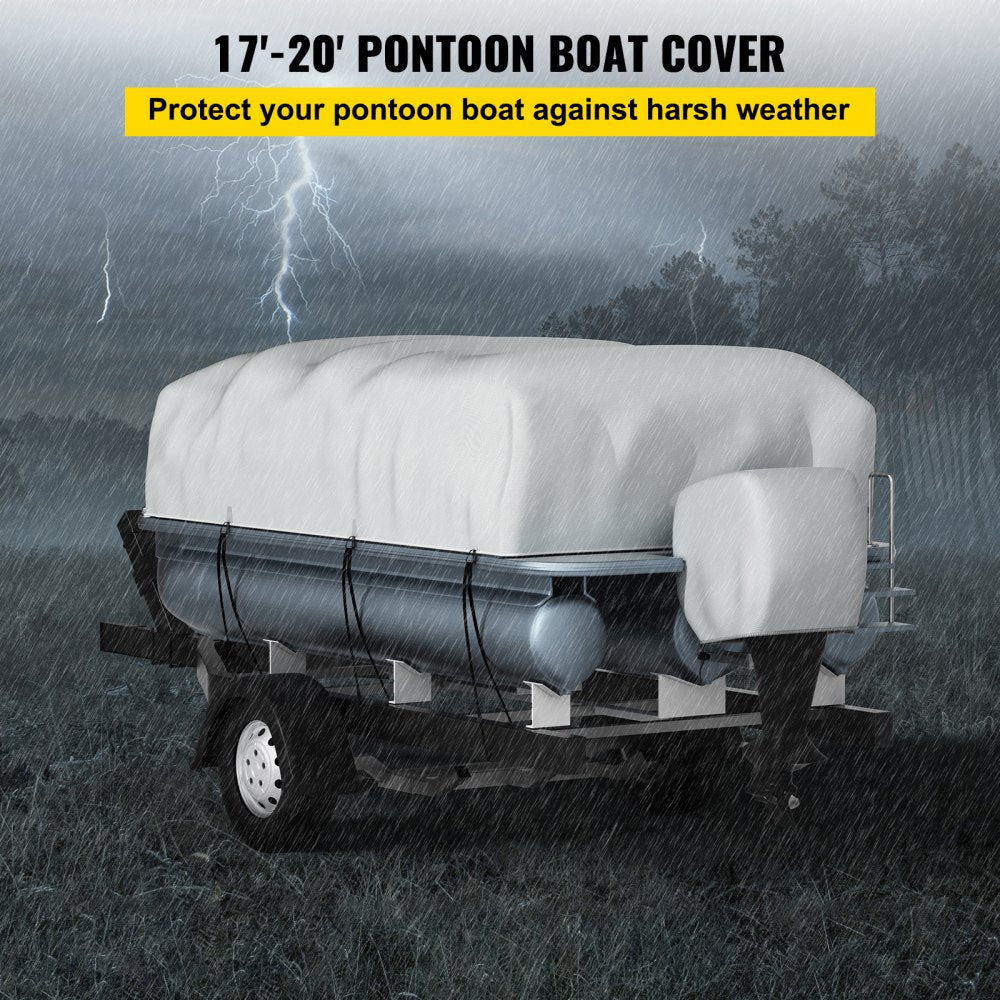 17-20 FT Pontoon Boat Cover - All-Weather Protection with Reinforced Straps
