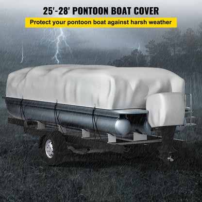 25-28 FT Pontoon Boat Cover - Durable 600D Oxford Fabric with Secure Fit