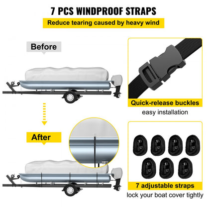 25-28 FT Pontoon Boat Cover - Durable 600D Oxford Fabric with Secure Fit