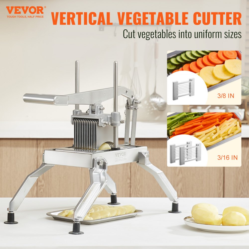 AY460-1 - Professional Stainless Steel Vegetable Slicer with Adjustable 3/8" & 3/16" Blades