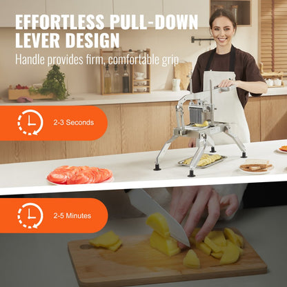 AY460-1 - Professional Stainless Steel Vegetable Slicer with Adjustable 3/8" & 3/16" Blades