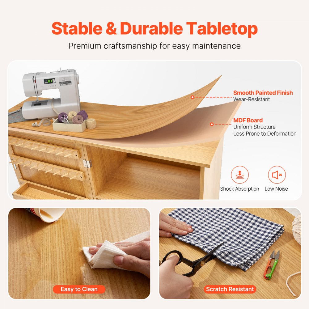 HL20240801 - 46" Folding Sewing Table with Storage & Weight Capacity of 88 lbs