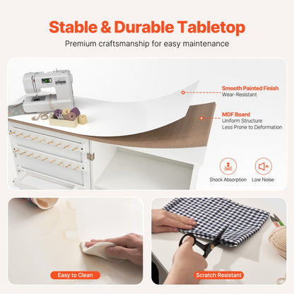 HL20240800 - 46" Folding Sewing Table with Storage Compartments