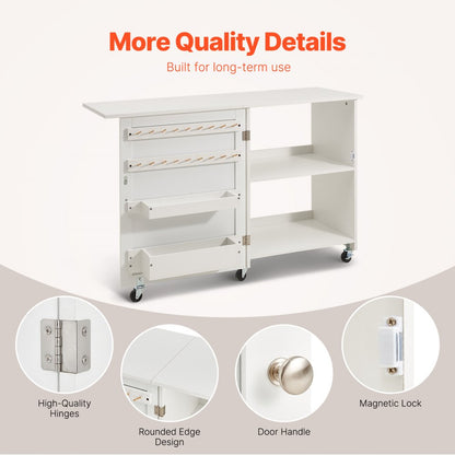 HL20240800 - 46" Folding Sewing Table with Storage Compartments