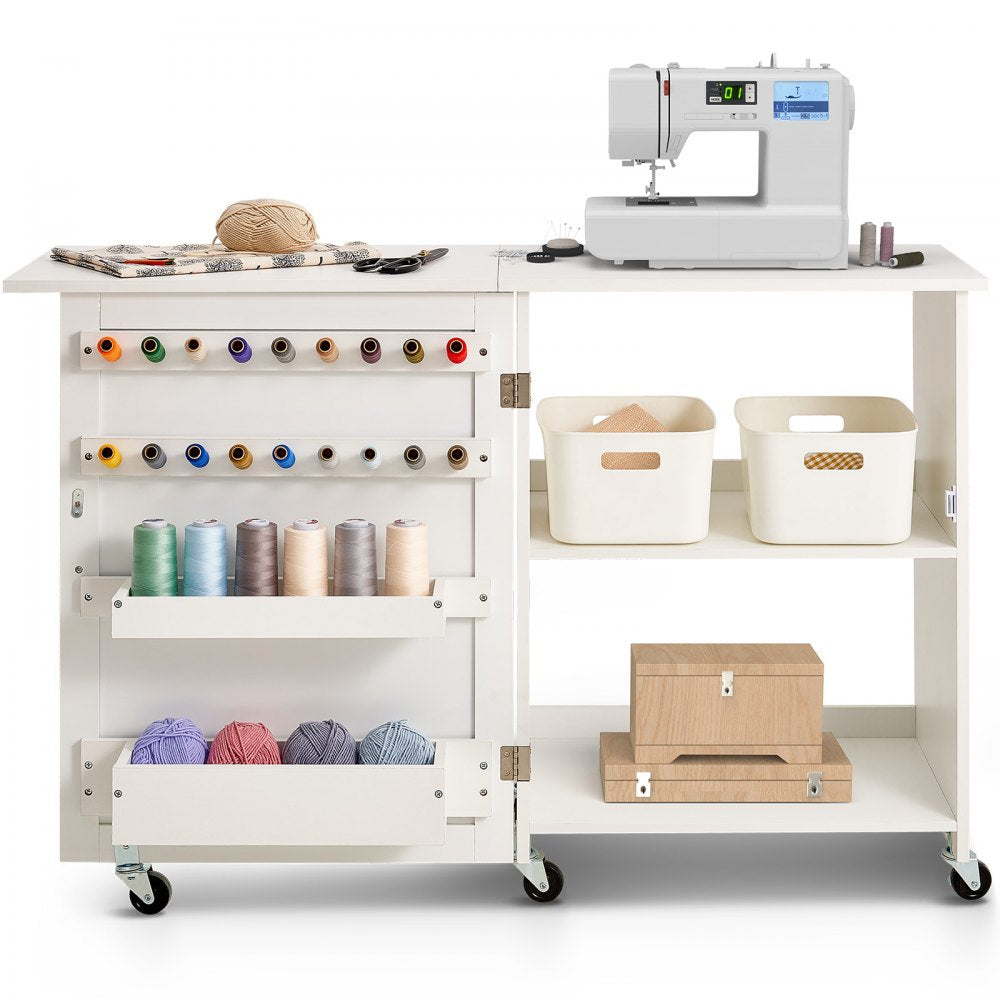 HL20240800 - 46" Folding Sewing Table with Storage Compartments