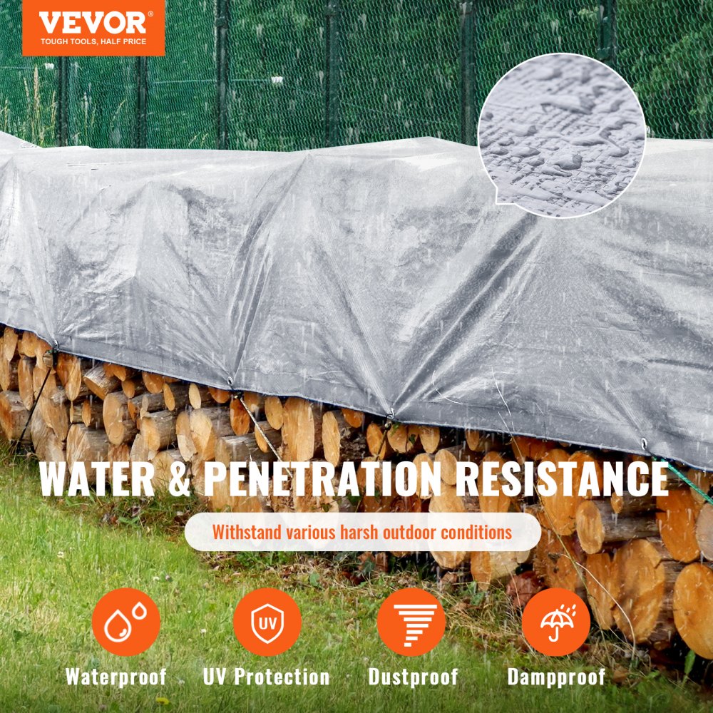 010862517071 - 10x12 ft Waterproof Poly Tarp with UV Resistance