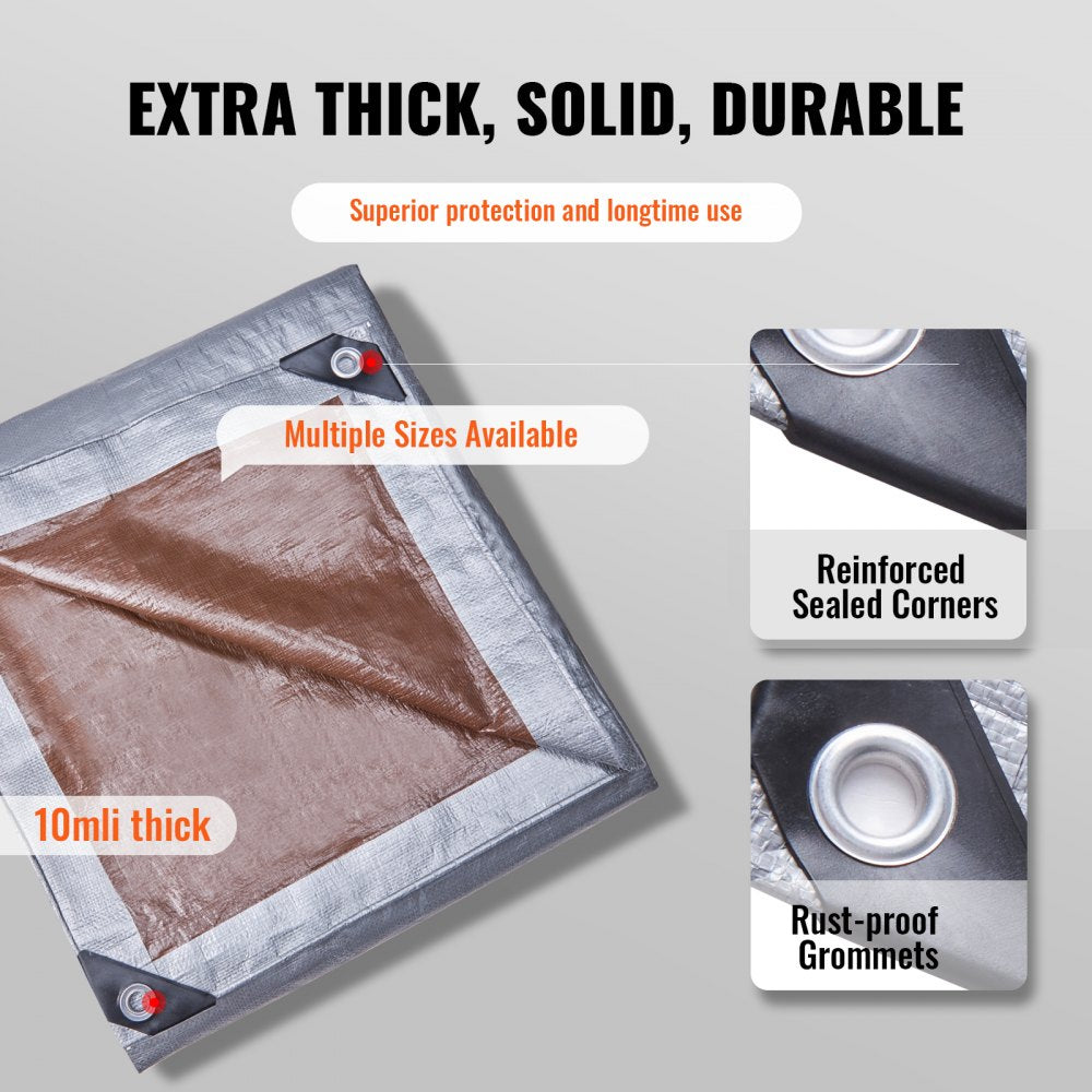 010862517071 - 10x12 ft Waterproof Poly Tarp with UV Resistance