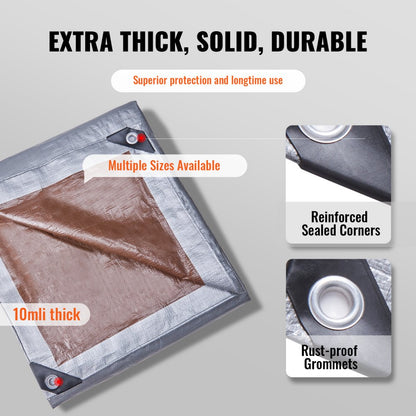 010862517071 - 10x12 ft Waterproof Poly Tarp with UV Resistance