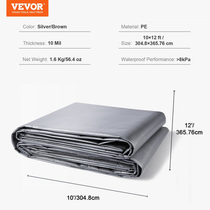 010862517071 - 10x12 ft Waterproof Poly Tarp with UV Resistance