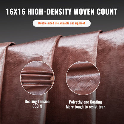 010421621613 - 12x16 ft UV Resistant Heavy-Duty Waterproof Tarp