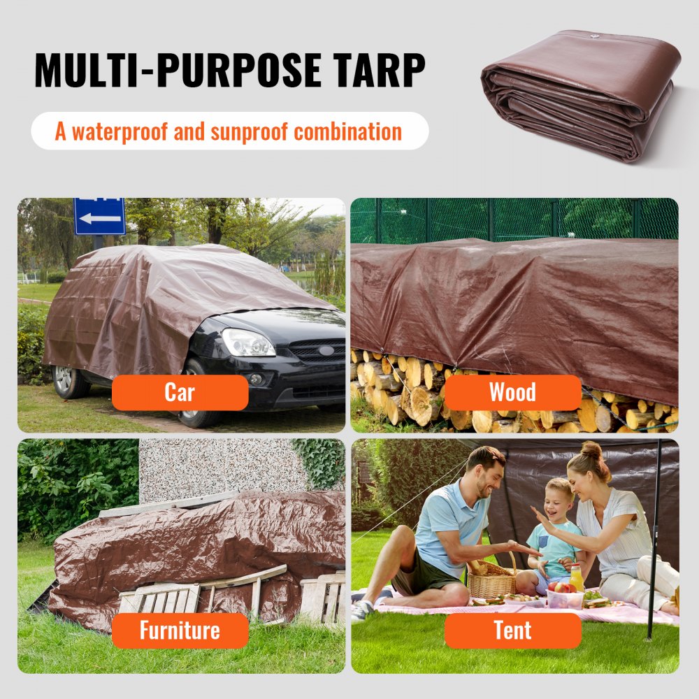 010421621613 - 12x16 ft UV Resistant Heavy-Duty Waterproof Tarp